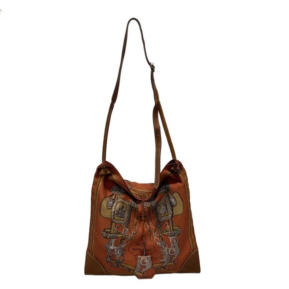 Hermes Handbags - Auth HERMES Silky City PM - Orange Beige Multi Silk Veau Barenia Square M